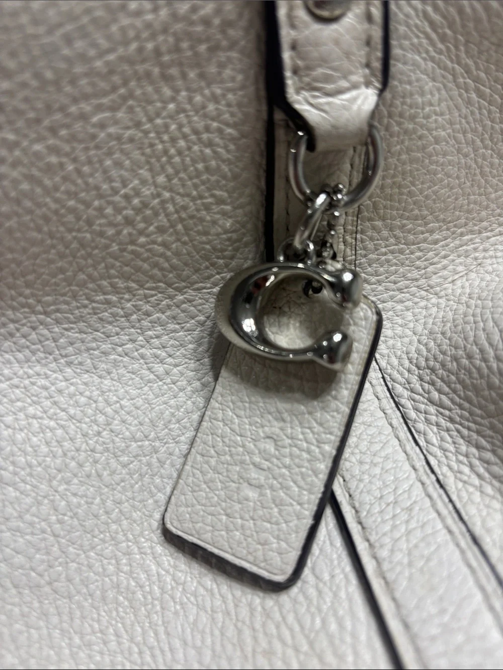 Coach 573 White Cream Tan Pebble Soft Leather Tote Bag Handbag Tote Medium Size